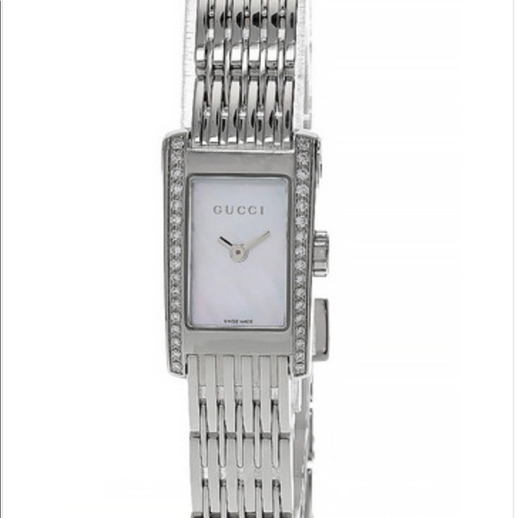 GUCCI PETITE S- STEEL MOP DIAL DIAMOND BEZEL WOMEN'S WATCH - Picture 1 of 4